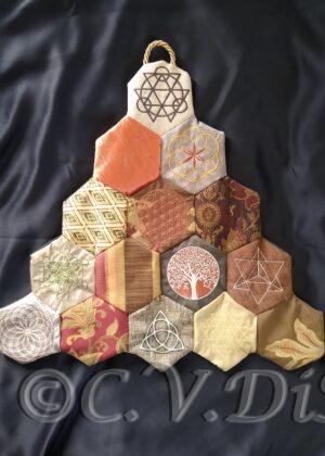 Embroidered Sacred Geometry Fabric Art Tapestry
