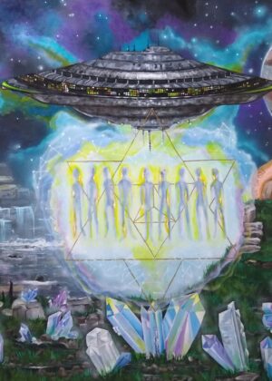 Merkabah Rising UFO Acrylic Painting 48 x 60 canvas