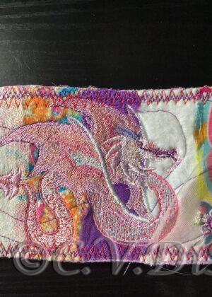 Boho Fabric Art Bookmark Pink Dragon