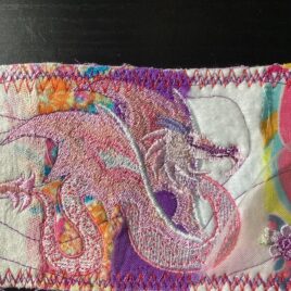 Boho Fabric Art Bookmark Pink Dragon