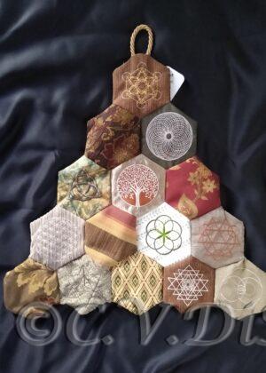 Embroidered Sacred Geometry Fabric Art Tapestry