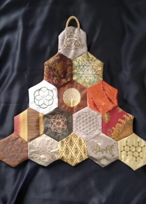 Embroidered Sacred Geometry Fabric Art Tapestry